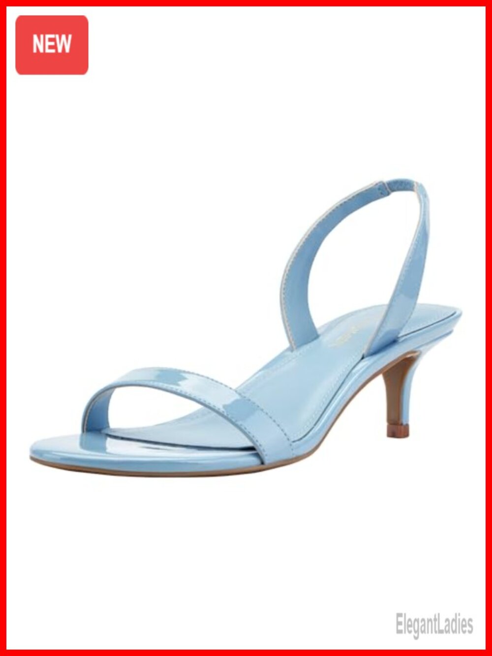 Kitten Heel Slingback Dress Sandals Faux Patent Leather Slip-On